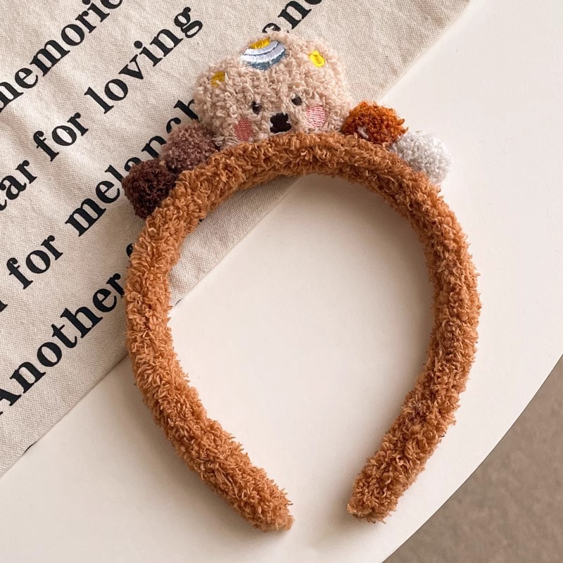 Caricatura encantadora muñeca de peluche intestino grueso anillo de cabello oso caño invierno corda clip de cabello cola de caballo joyeros de cabello nueva chica