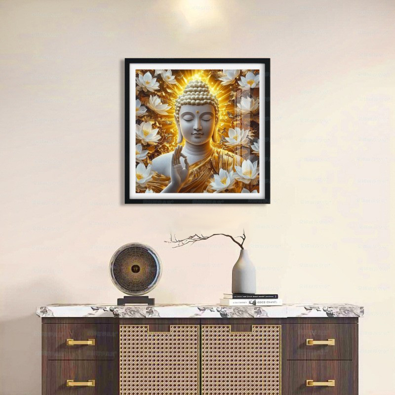 [Algodón importado] Mona Lisa Real Dorado Buda Nuevo estilo de Buda Nuevo estilo chino bordado de cruz image 4