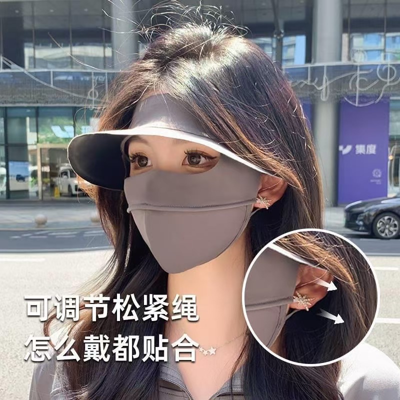 Ciclismo máscara solar para mujeres verano cubre todo el rostro protector anti-UV chaqueta máscara de hielo máscara de sombreador solar velo transpirable