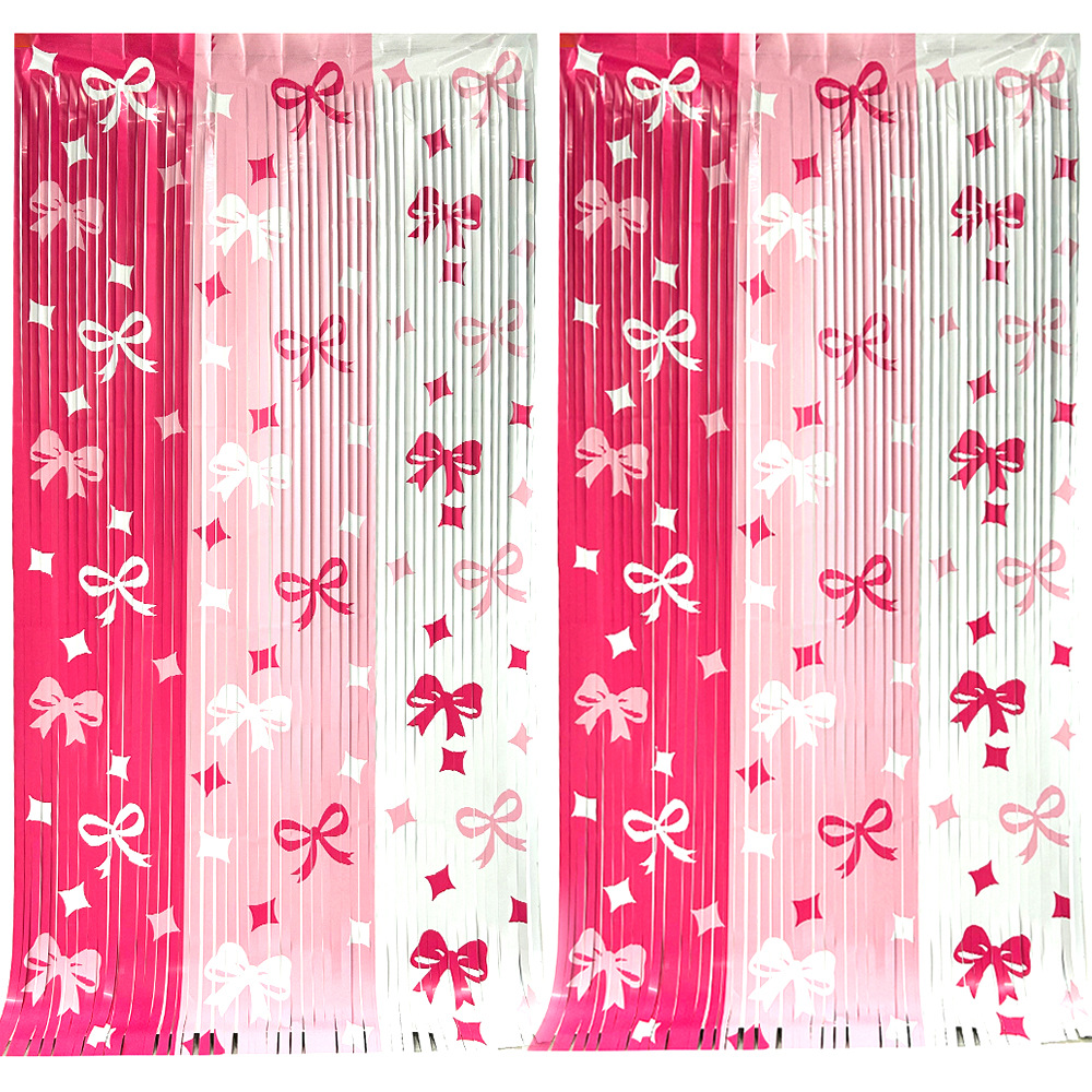 蝴蝶结PET雨丝帘背景布置圣诞节装饰雨丝门帘派对聚会婚礼流苏帘