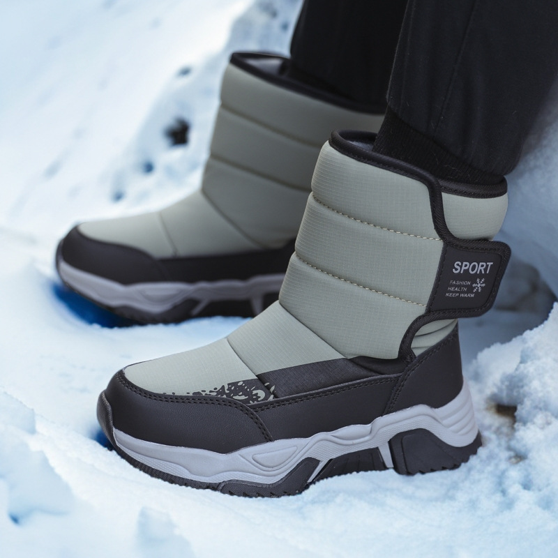 Children's Large Cotton Shoes, Boys' Snow Boots, 2025 New Model, Medium and Large Children's Winter Thickened Plush Water-Resistant Girls' Cotton Boots