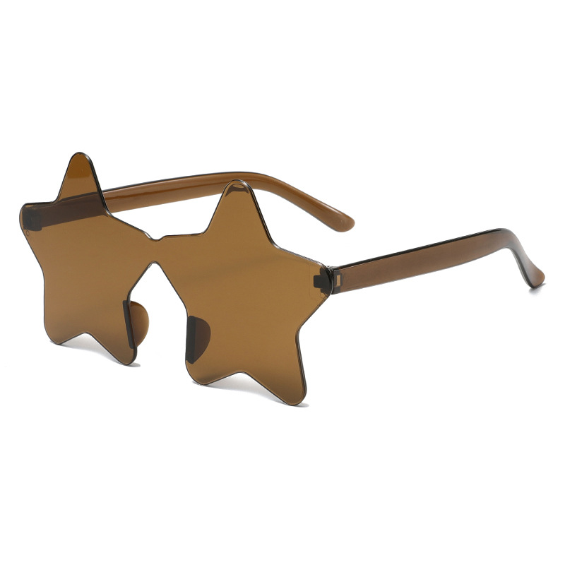 Juxin transfronteriza nueva personalidad color caramelo sin marco estrella gafas de sol fiesta fiesta extraña de cinco puntas de una pieza image 13