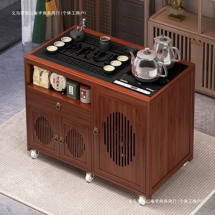 Mobile Tea Table for Home Use, Small Tea Table with Integrated Kettle, Tea Cabinet, Tea Cart, Balcony Non-Solid Wood Coffee Table, Sofa Side Table