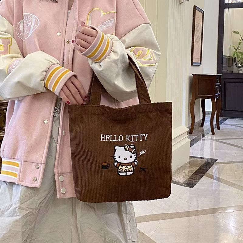 Neue Original KT Katzen Cord Handtasche Kosmetiktasche mit gehobener Optik Mini vielseitig große Kapazität Wasser- und Creme Aufbewahrungstasche Tragbar