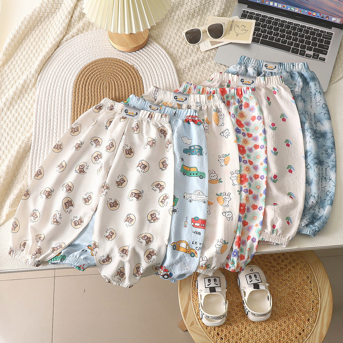 Children's Anti-mosquito Pants Boys and Girls Children's Home Clothes Baby's Bubble Gauze Summer Pants Lantern Trousers