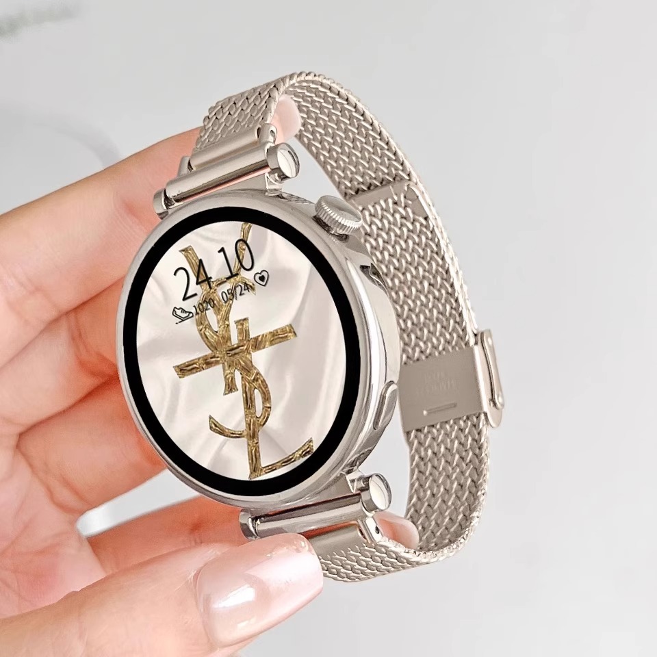 Suitable for Huawei Gt6/5 Watch Strap Metal 5Pro Wheat Pattern Gt4 Mesh Strap Smart Watch4/3 Wrist Strap for Women