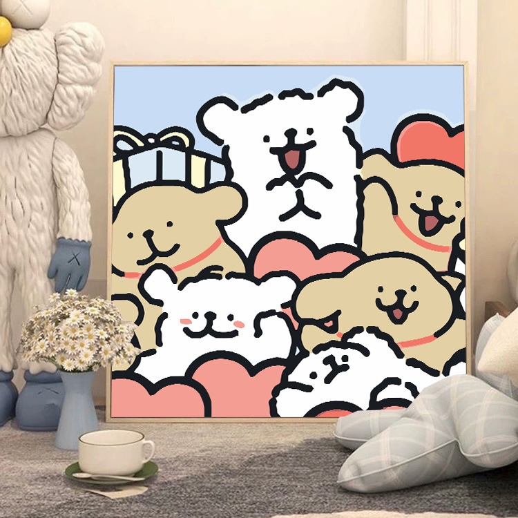 ライン子犬デジタル油絵 diy 手描き落書き漫画かわいい癒しの装飾メーカー卸売|undefined