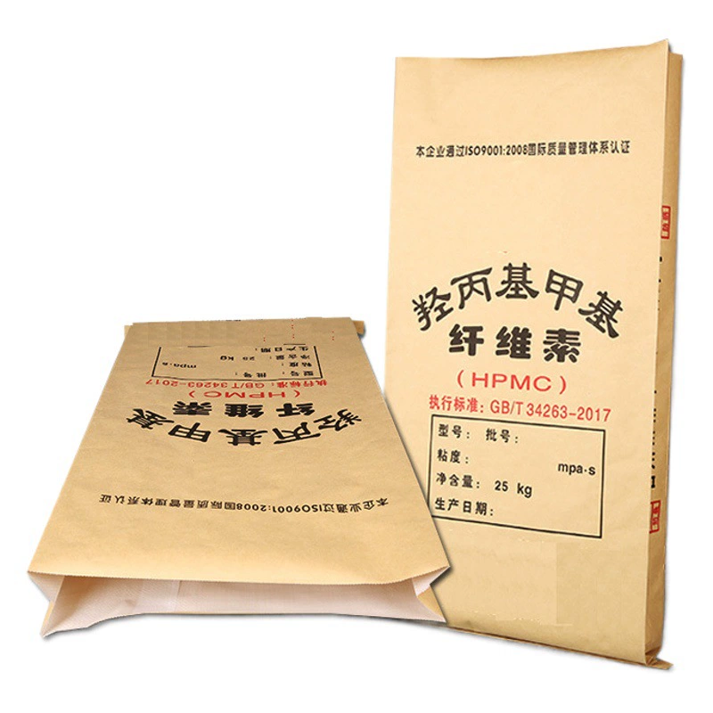 Композитный пакет из бумаги и пластика с центральным швом, тканый пакет из крафт-бумаги, пакет для химической упаковки из гидроксипропилметилцеллюлозы 25kg