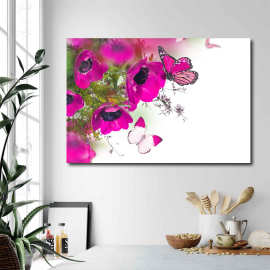 高清简约单幅花卉蝴蝶画客厅装饰画 沙发背景墙壁画卧室床头挂画