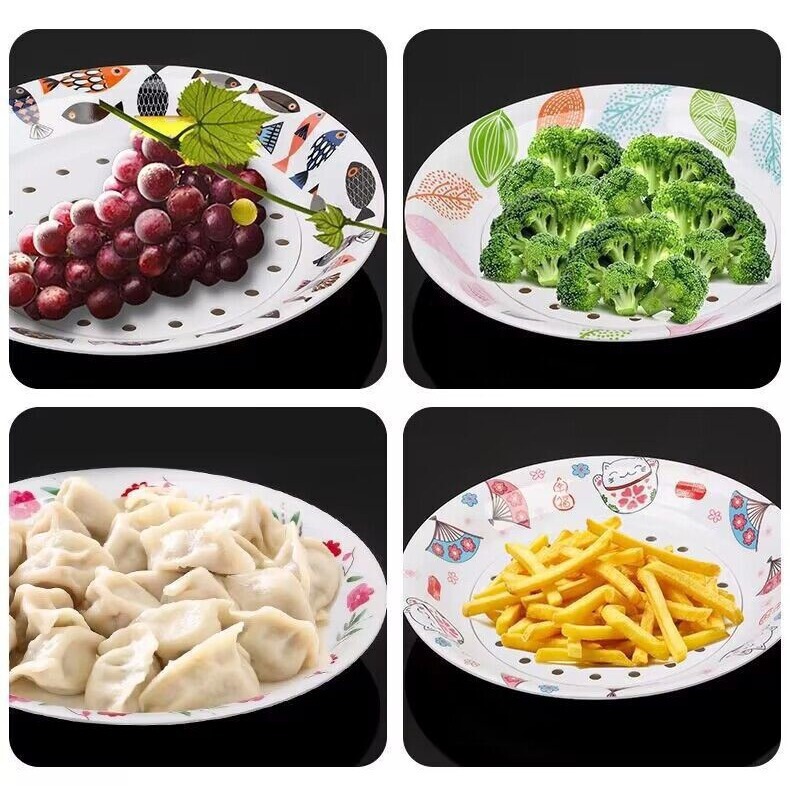 New Dumpling Plate Drain Double Layer Plate Household Dumpling Special Plate Breakfast Plate Dish Plate Shrimp Plate A5 melamine Disc