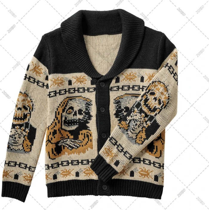 Otoño e invierno europeo y americano nuevo Totem personalizado unisex y2g moda marca de moda de punto cardigan suéter al por mayor