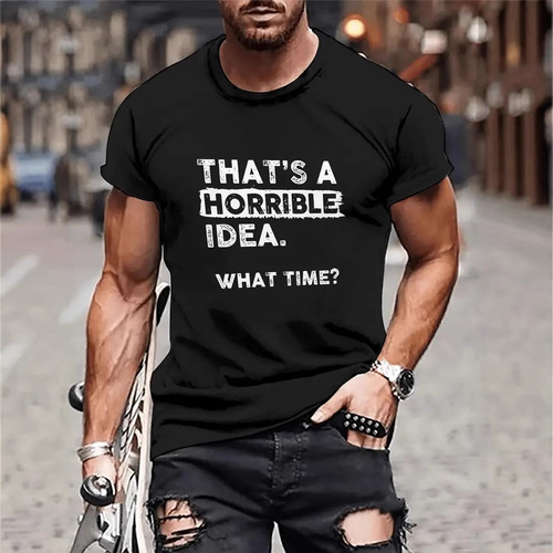 Amazon Cross-Border Network Letter Print T-Shirt 3D Digital Printing Street Fashion Crew Neck Short Sleeve Summer Men's Clothing