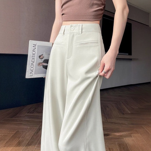 Off-White Suit Pants for Women Spring and Summer 2025 New Style Draped Straight Loose Floor-Length Narrow Wide-Leg Pants