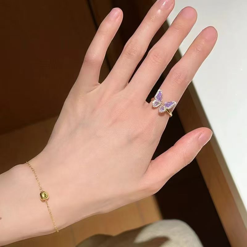 軽奢氷河超白ジルコンブルーリング女性向けニッチデザイン人差し指リングシンプル高級感指輪卸売