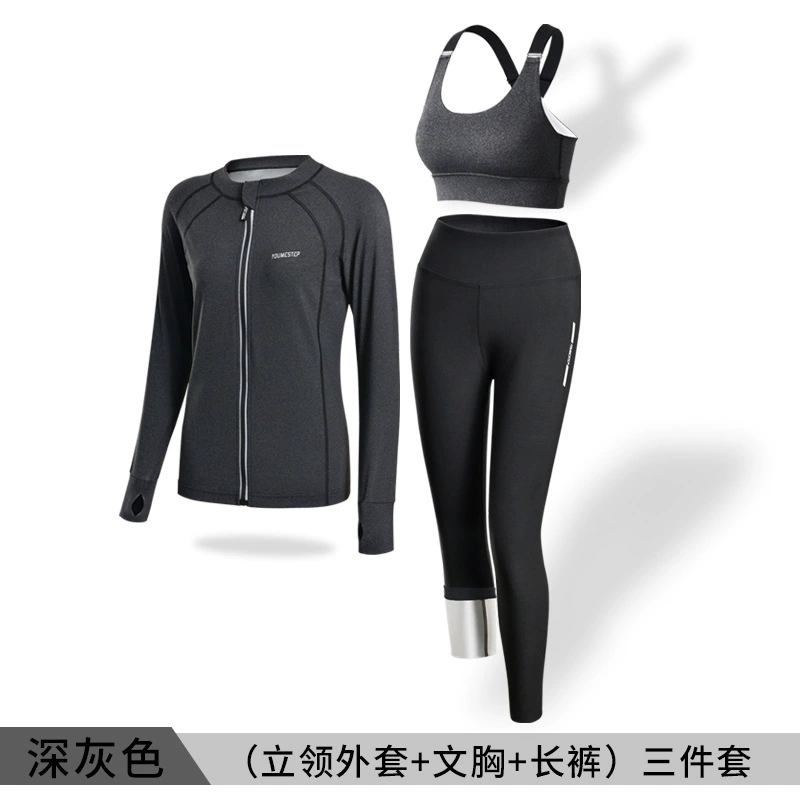 Sports set running suit, hooded or stand-collar jacket with leggings, plus sizes S–3XL