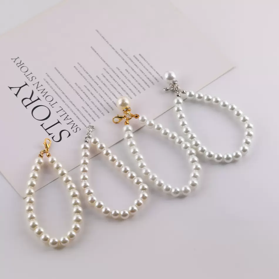 珍珠链钥匙扣包包挂饰手机链玻璃手提链 diy公仔挂件饰品材料配件