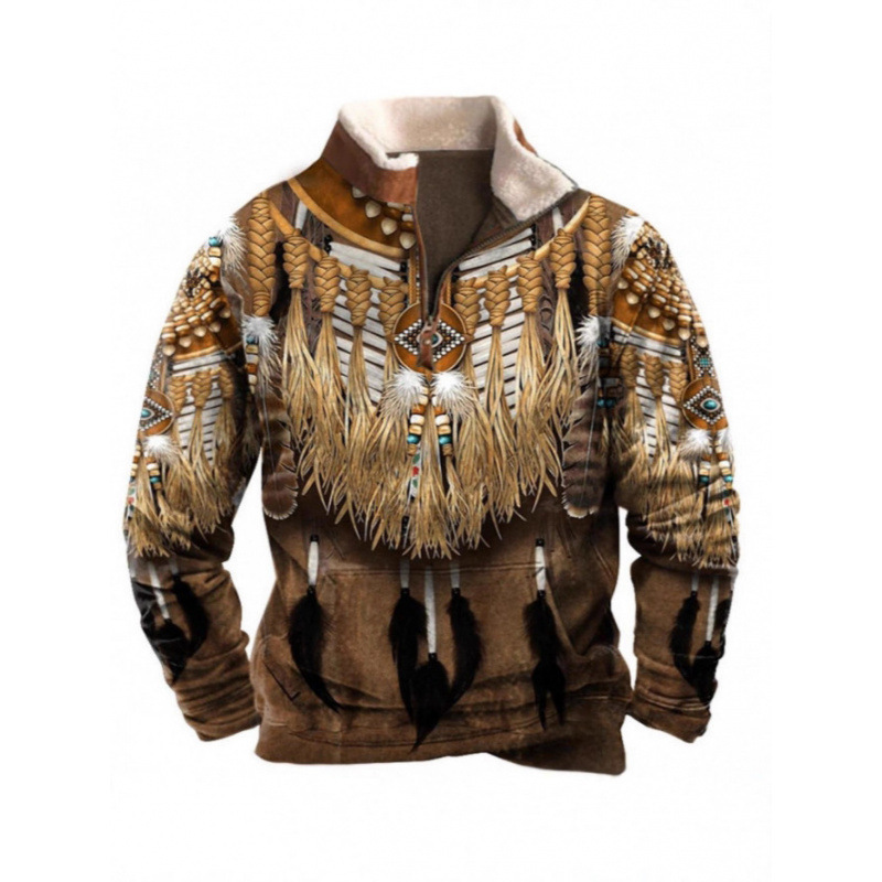 New Cross-Border Amazon Hot-Selling Plus-Size Men's Autumn and Winter Yellowstone Park Printed Zip Pocket Sweatshirt Wholesale New Cross-Border Amazon Hot-Selling Plus-Size Men's Autumn and Winter Yellowstone Park Printed Zip Pocket Sweatshirt Wholesale
