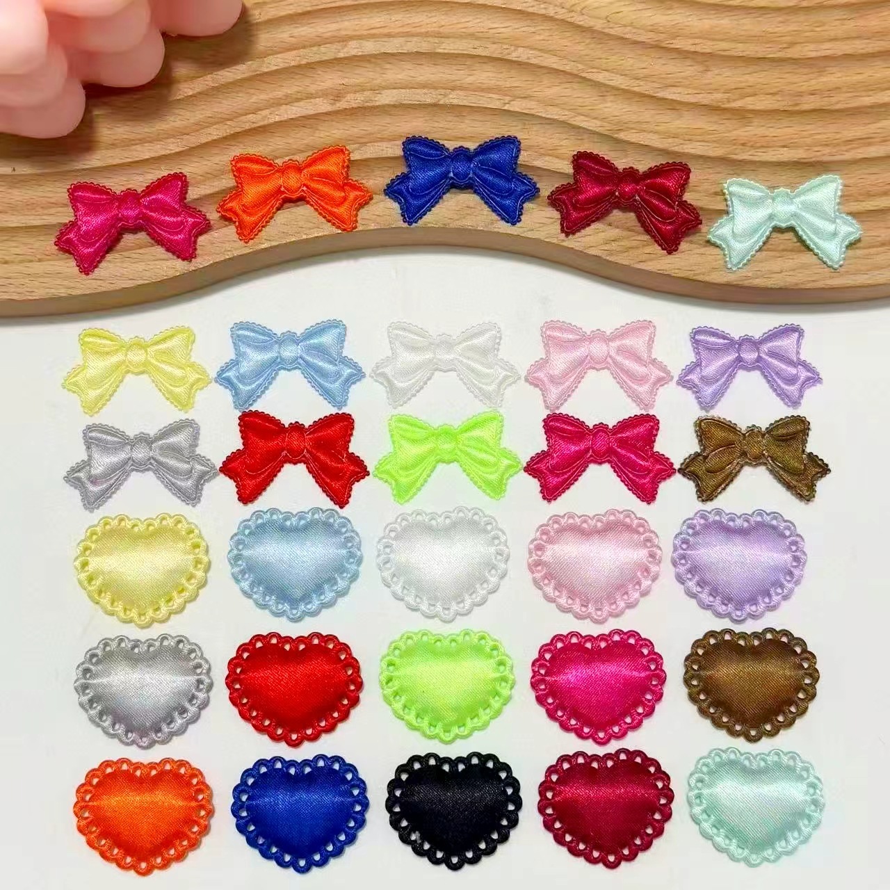 Cute Light-colored Satin Heart Bow Decorative Accessories Diy Handmade...