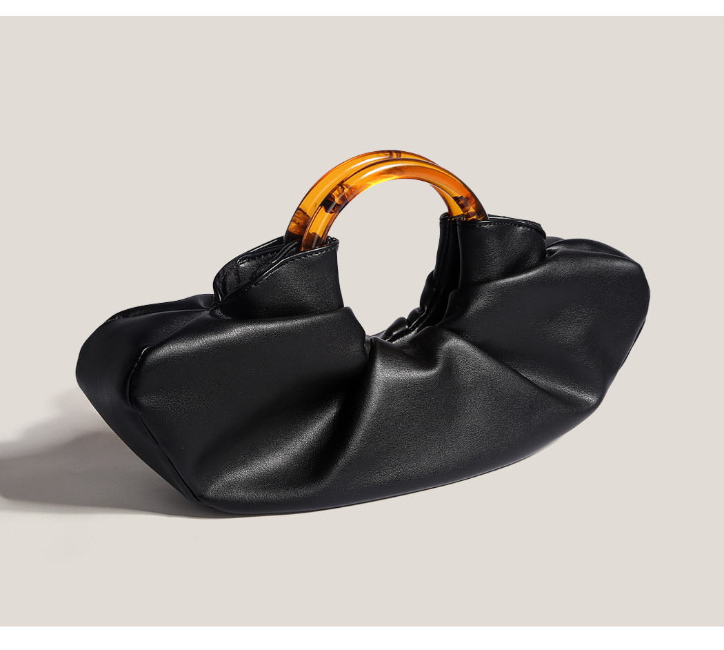 390g Weight Magnetic Buckle Closure Type Ring Handle Strap Type Handbag Bags Type Casual, Daily, Shopping Occasion Pu Leather Material Solid Color Pattern All Seasons Season Women's Gender Classic Style Style Cloud Shape Shape Women's Pu Leather Solid Color Classic Style Cloud Shape Magnetic Buckle Handbag 4