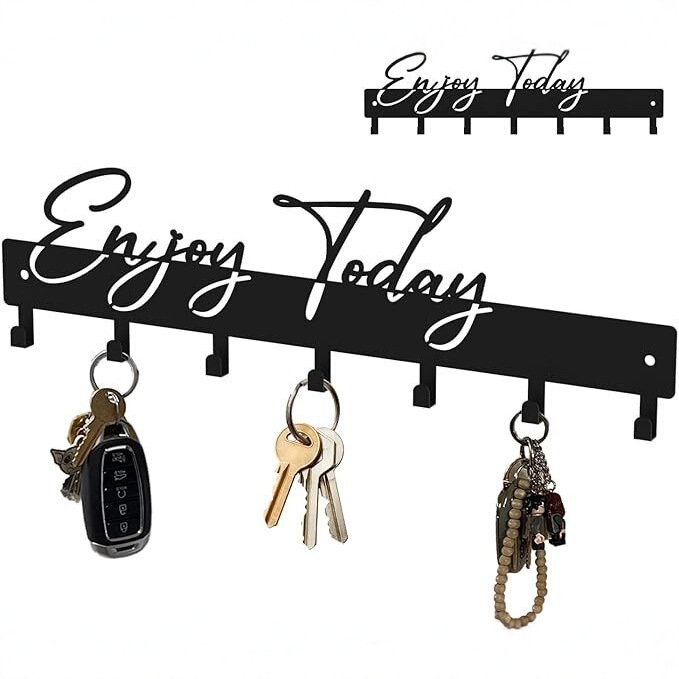 Cross-Border Design Enjoy Today Letter Storage Row Hook Kitchen Hook Home Key Storage Iron Hanging Rack