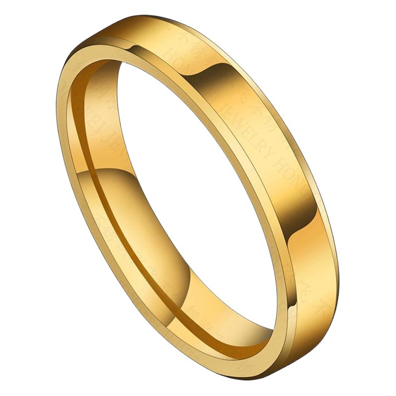 Venta caliente europea y americana clásico anillo de tres colores simple estrecho 4mm biselado brillante anillo de acero de titanio en las ventas directas de la acción