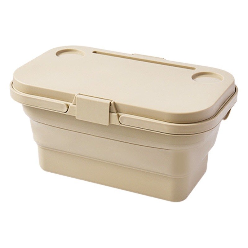 Cesta de almacenamiento portátil plegable para exteriores, cesta de picnic grande con tapa