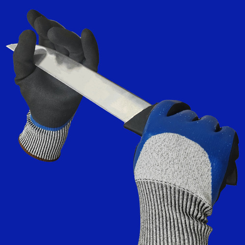 Workplace labor protection gloves, nitrile rubber dipped, wear-resistant, waterproof, anti-slip, for working on site.