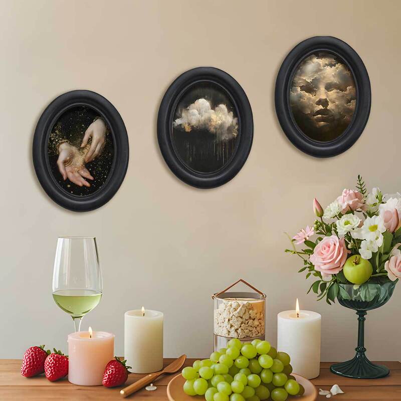 Cross-Border Popular Retro Oval Abstract Art Series Home Living Room Office Wall Frame Hanging Decorations