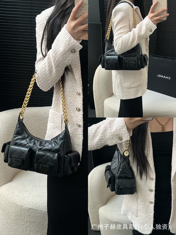 25c早春新作hoboヒッピーバッグダブルポケット脇下カバンカジュアル菱格チェーンjennie同モデル女性カバン|undefined