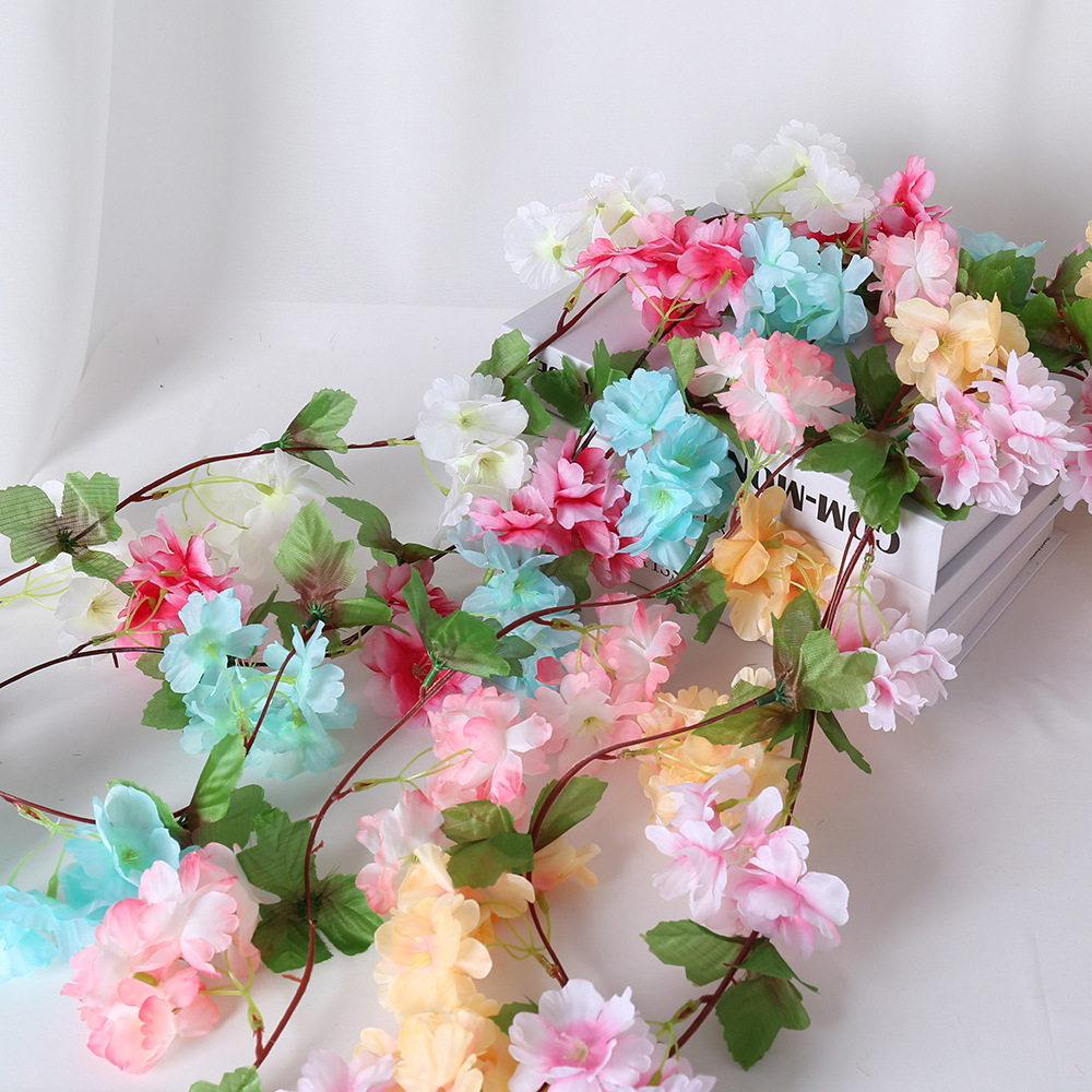 18 diadema hoja flor de cerezo ratán flor artificial boda hogar tubería techo barandilla decoración pétalos accesorios flor de seda