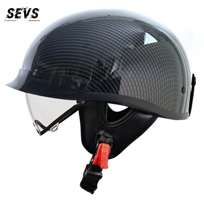 Motosiklet kaskı (dəbilqə) — Japanese-style scoop helmet - bright-carbon-transparent-m