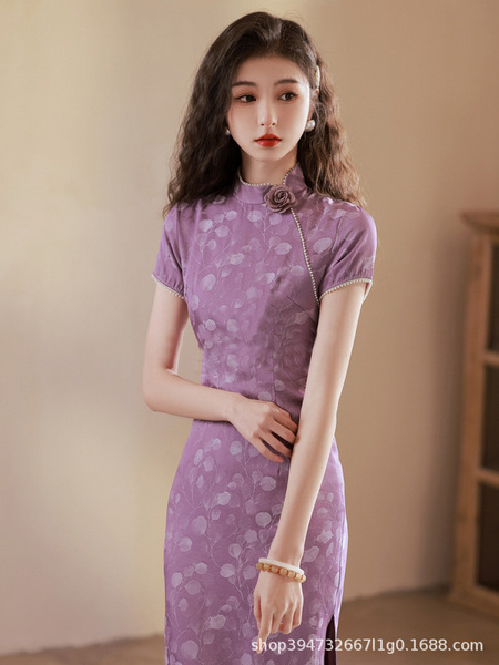 Purple summer retro cheongsam