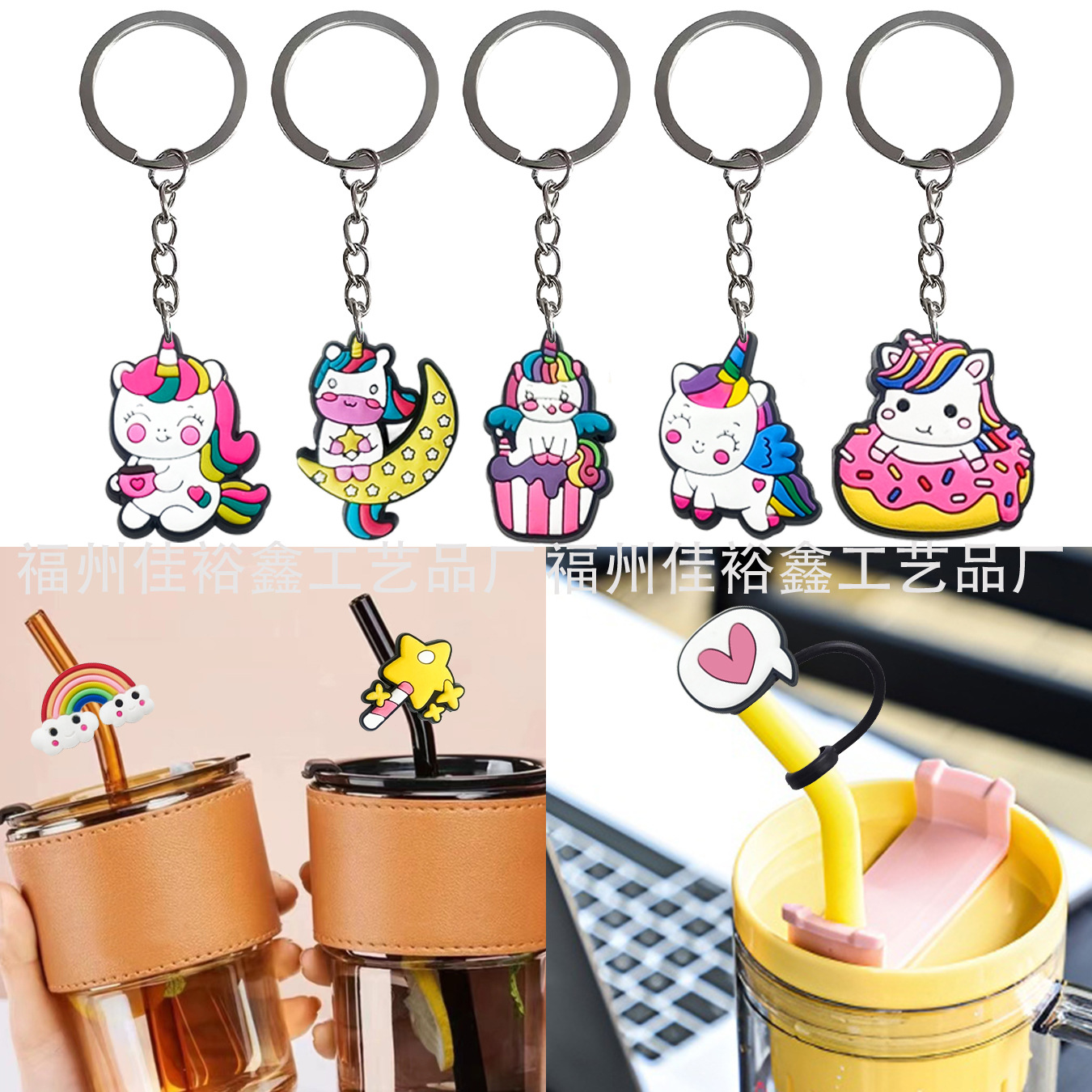 Invierno nuevo colorido unicornio serie agujero Zapatos flor Polaroid Arco Iris pony accesorios para niños transfronteriza en stock