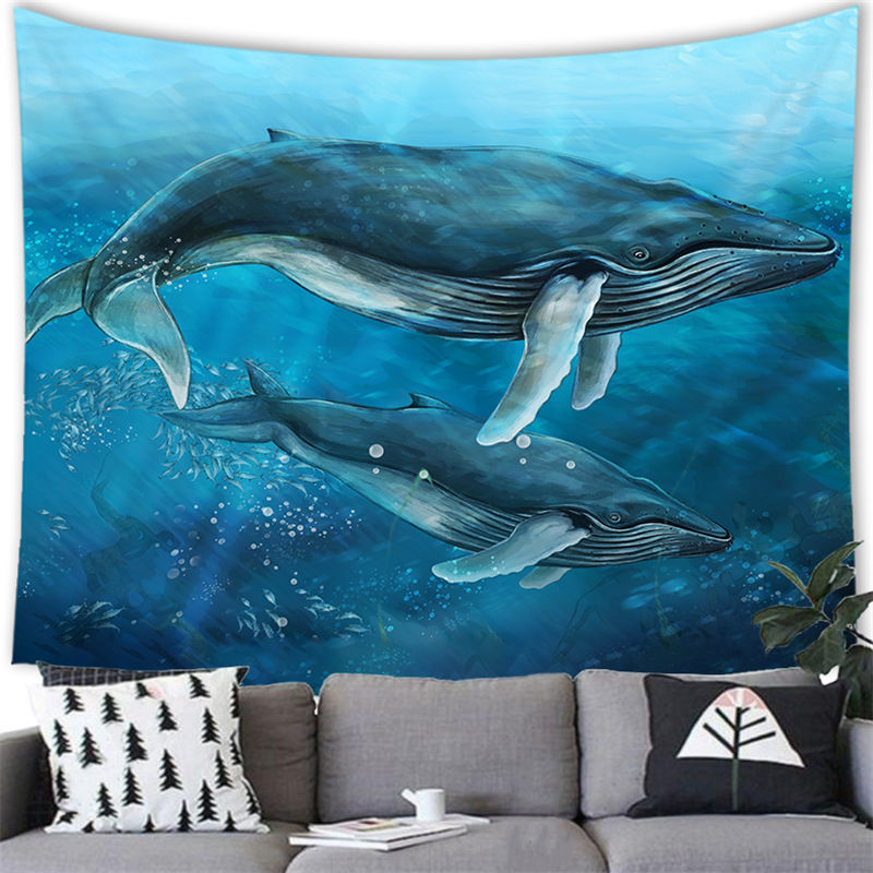 Fantasy Sky Whale Scene Cross-border Supply Source Factory Suede Tapestry Hanging Wall Art Customization G041