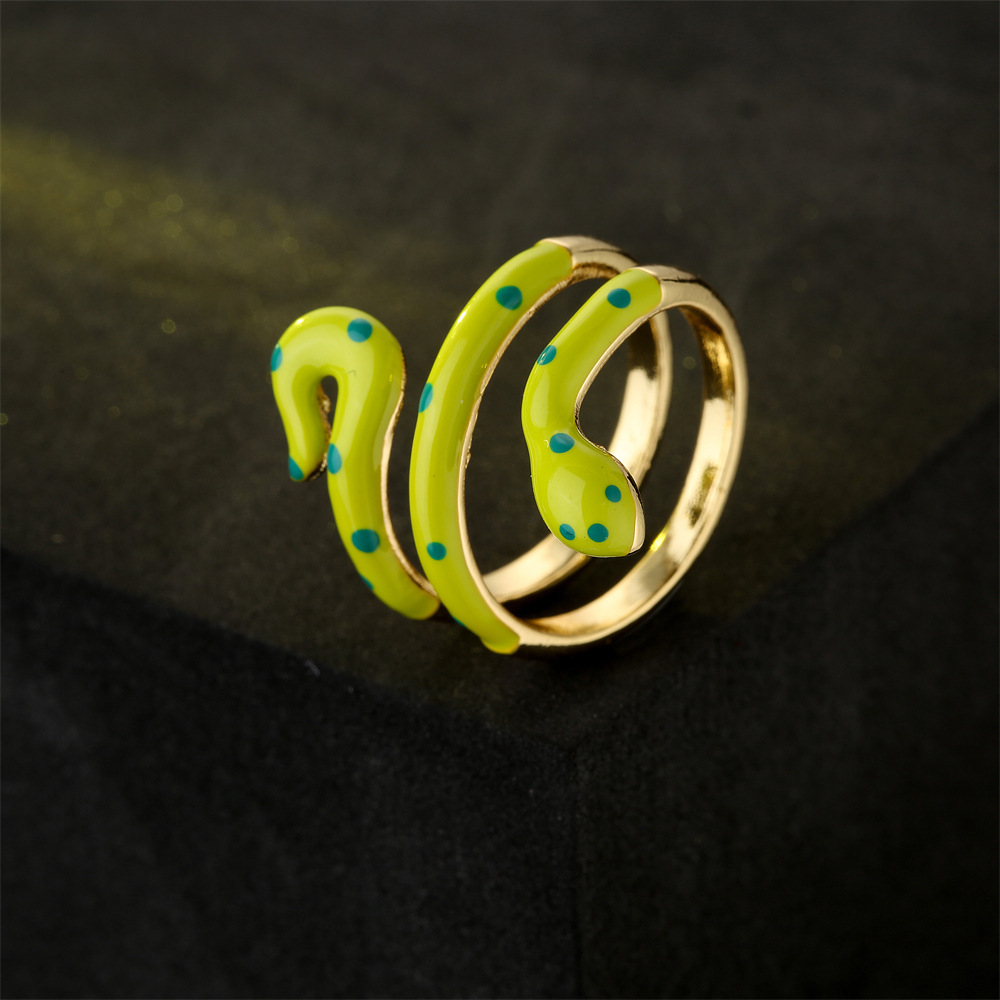 European and American new copper-plated gold dripping oil snake shape adjusted rings