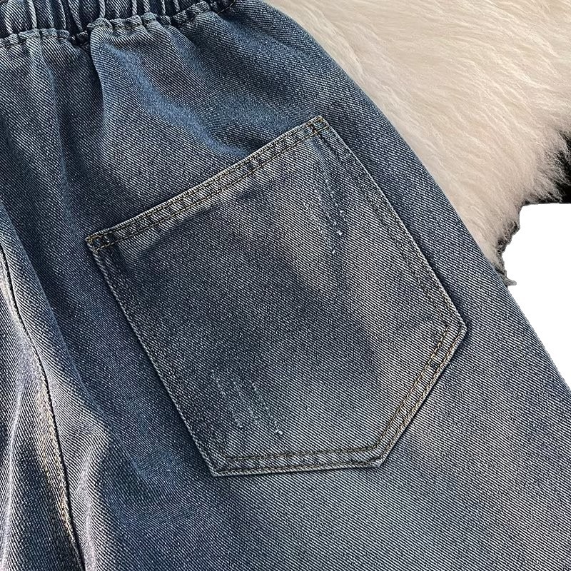 Pantalones jeans masculinos primavera y verano estilo de Hong Kong chic pantalones casuales rectos sueltos marca de moda de alta calle pantalones de piernas anchas