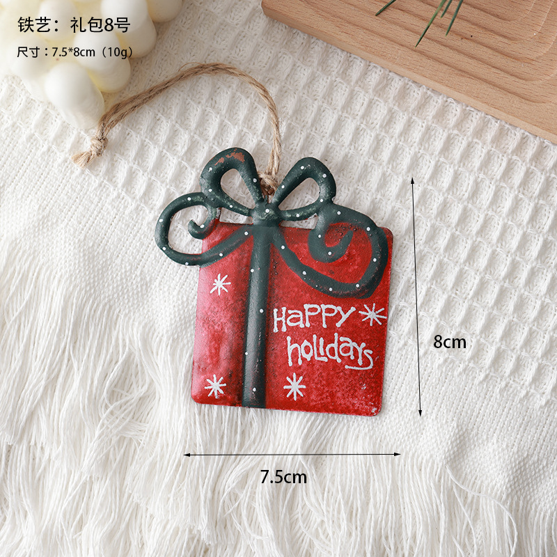 Navidad nórdica calcetines colgantes de hierro forjado hombre de nieve viejo colgantes de hierro forjado casa bolsa de regalo decoración del árbol de Navidad colgantes