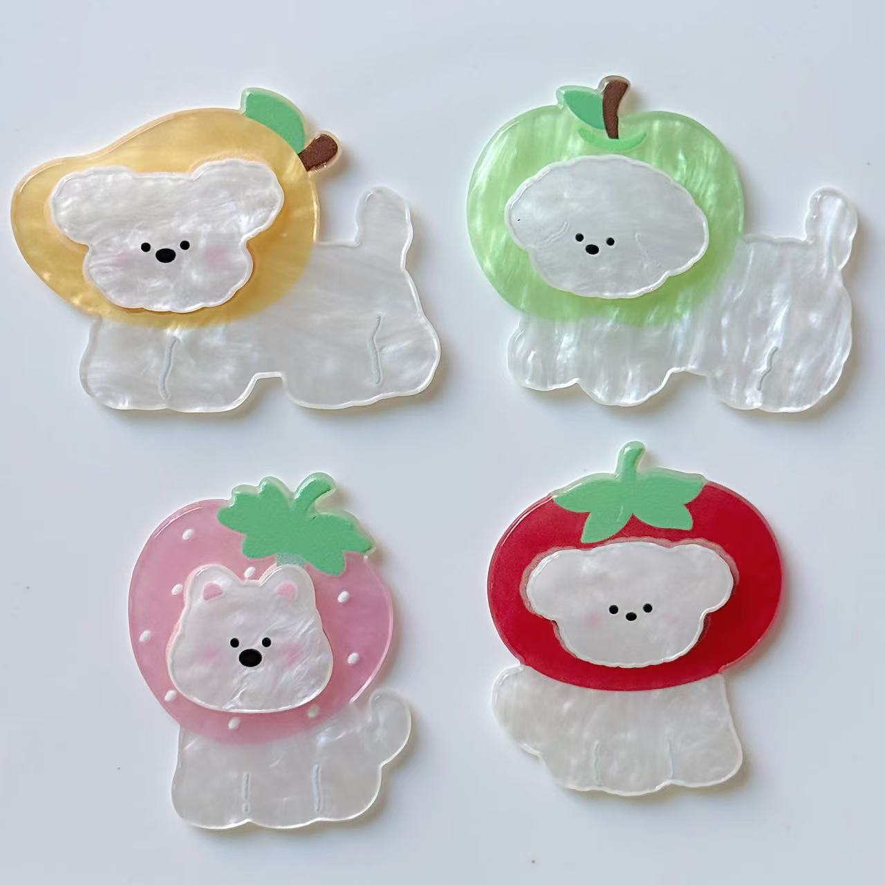 귀여운 대형 과일 강아지 아크릴 액세서리 diy 수제 재료 나막신 장식 휴대 전화 케이스 패치 배치