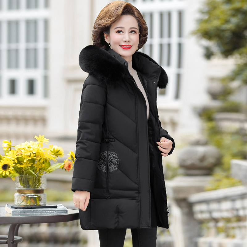 中老年妈妈棉服冬装加厚保暖大码服女棉衣2023新款羽绒棉袄中长款