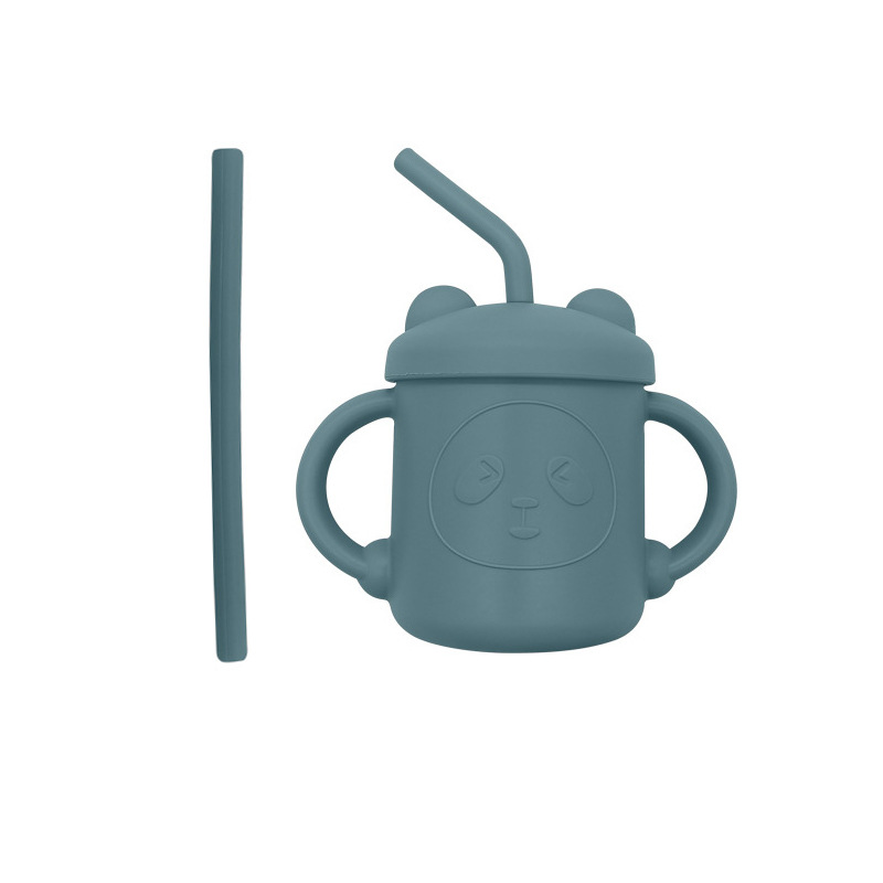 Taza de paja para niños taza de silicona taza de agua de Panda