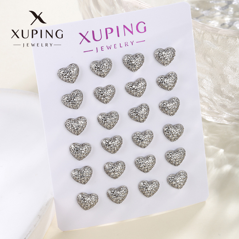 Joyería Xuping aleación de diamante amor pendientes de nicho coreano temperamento pendientes en forma de corazón lujoso de alta calidad pendientes