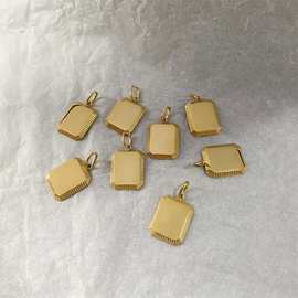 刻字diy身份牌吊牌金色钛钢饰品配件名字牌男士不锈钢吊坠