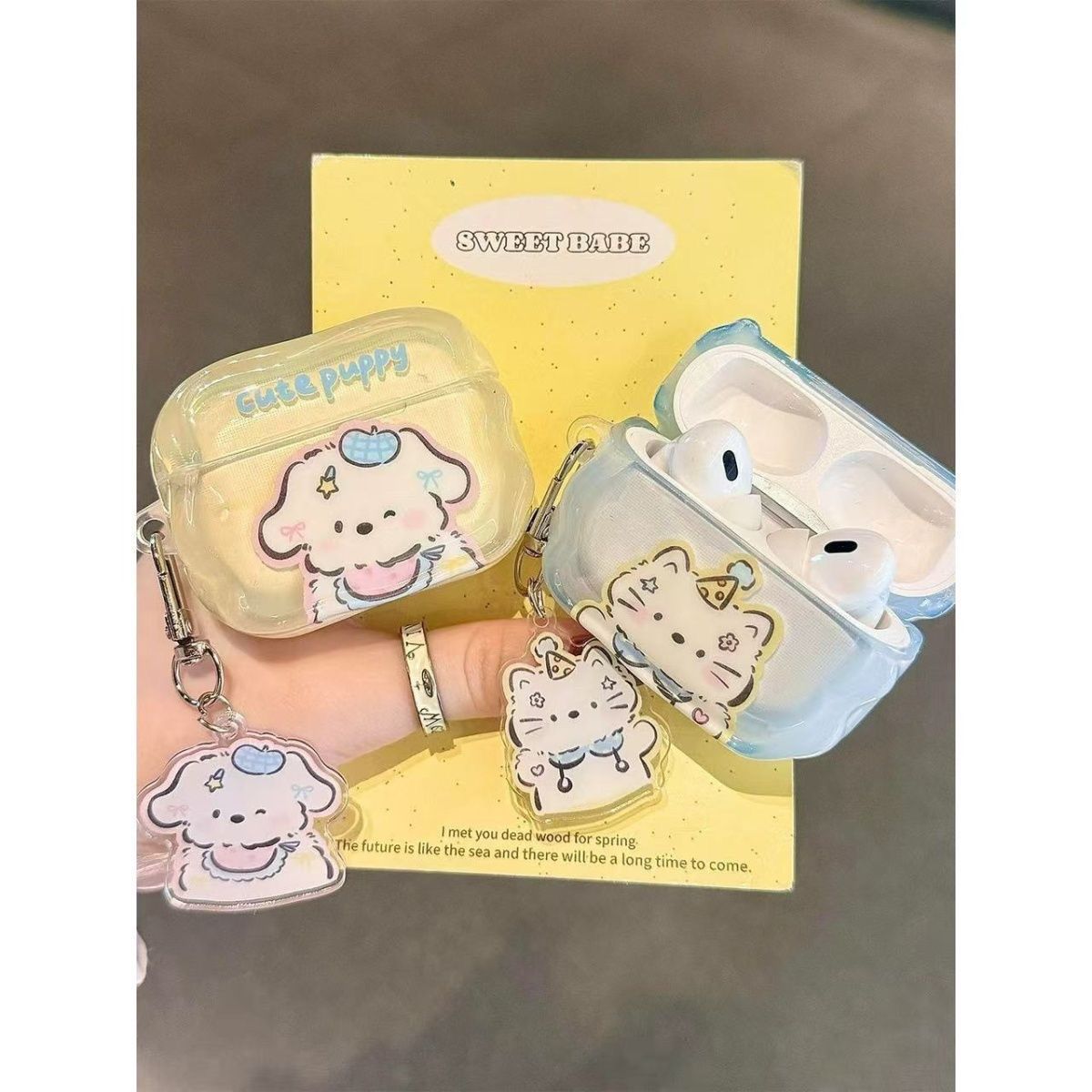 Cute servilletas gatito cachorro para airpods4 generación auriculares airpodspro3 bluetooth cubierta 5