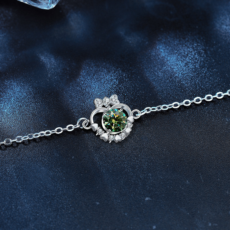 Colorido moissanite pulsera para niñas luz lujo exquisito 925 plata esterlina 50 puntos verde diamante pulsera encantadora soporte vacío