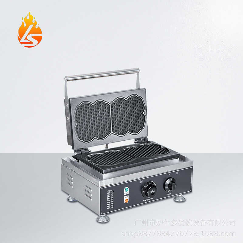 出口商用花型华夫饼机心形松饼双面加热烤饼电热两格大花型华夫炉