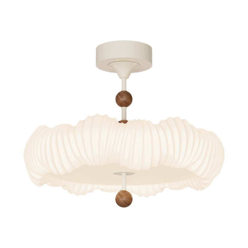 Lámpara de techo de dormitorio de estilo crema francés, sala de alta gama, vetas de madera antiguas retro, luz de comedor de concha de arte personalizado