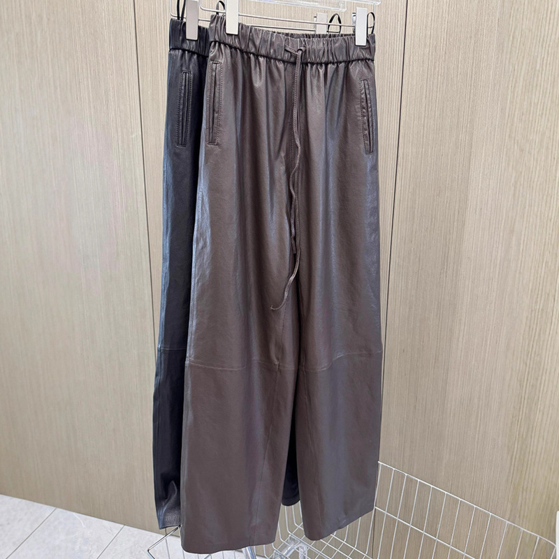 Genuine Sheepskin Full Vegetable-Tanned Elastic Lace-Up Loose Pants 2025 Autumn and Winter New Small Scimitar Pants Casual Leather Pants Genuine Sheepskin Full Vegetable-Tanned Elastic Lace-Up Loose Pants 2025 Autumn and Winter New Small Scimitar Pants Casual Leather Pants