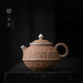 陶瓷茶壶茶具仿古敦煌创意鎏银单壶粗陶家用半手工中式泡茶器陶壶