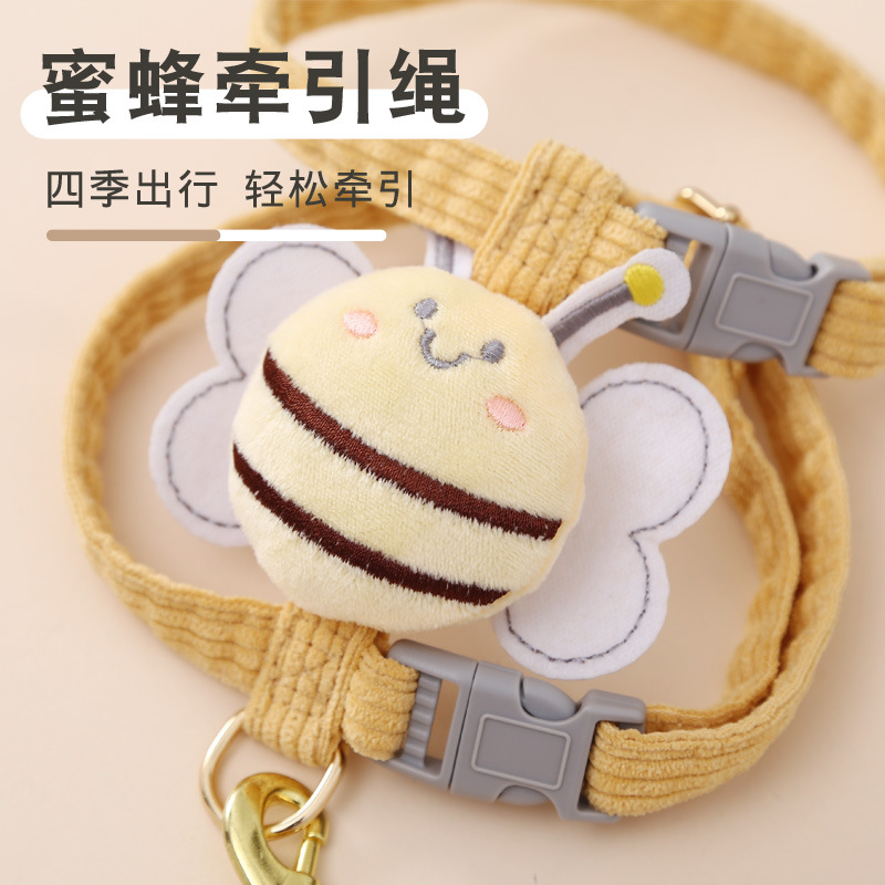 Suministros para mascotas Amazon nueva abeja pecho espalda gato tracción cuerda en forma de I anti-rotura ajustable gato caminando cuerda