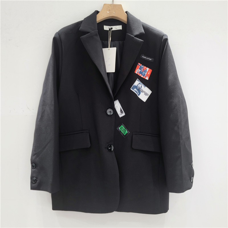 Chaqueta de Traje con Estampado y Parches Poliéster Estampado Decorativo para Primavera y Otoño image 1